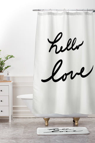 Lisa Argyropoulos Hello Love On White Shower Curtain And Mat