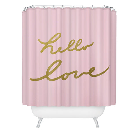 Lisa Argyropoulos hello love pink Shower Curtain