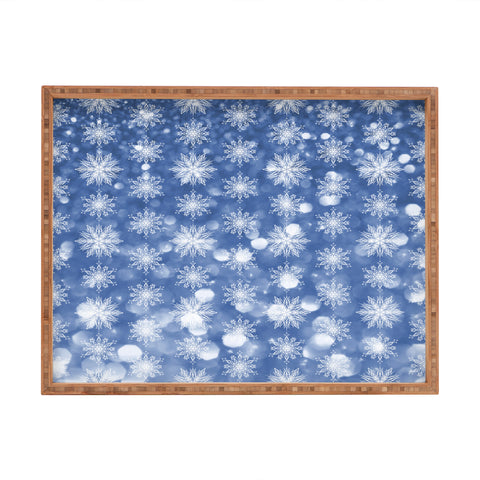 Lisa Argyropoulos Holiday Blue and Flurries Rectangular Tray