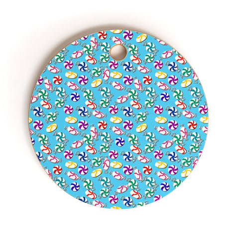 Lisa Argyropoulos Holiday Mints Blue Cutting Board Round