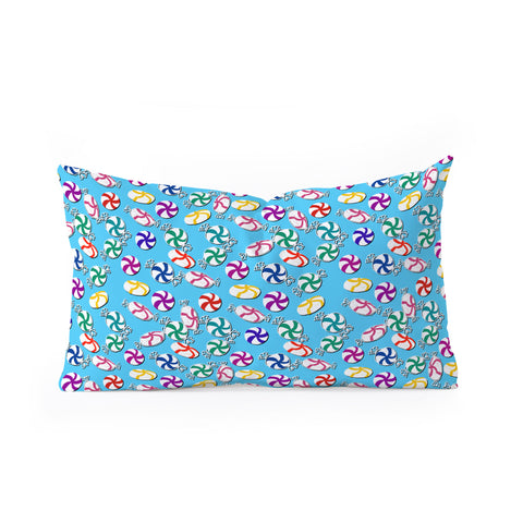 Lisa Argyropoulos Holiday Mints Blue Oblong Throw Pillow