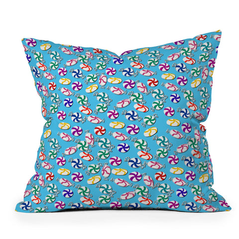 Lisa Argyropoulos Holiday Mints Blue Throw Pillow