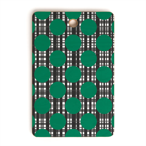 Lisa Argyropoulos Holiday Plaid and Dots Green Cutting Board Rectangle