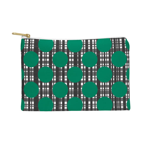 Lisa Argyropoulos Holiday Plaid and Dots Green Pouch