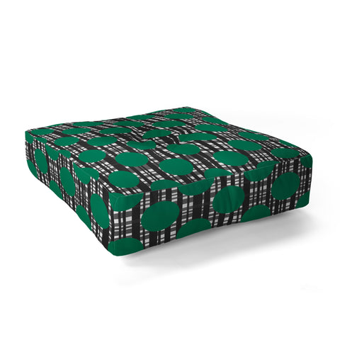 Lisa Argyropoulos Holiday Plaid and Dots Green Floor Pillow Square