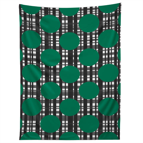 Lisa Argyropoulos Holiday Plaid and Dots Green Tapestry