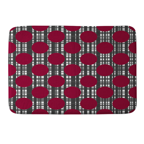 Lisa Argyropoulos Holiday Plaid and Dots Red Memory Foam Bath Mat