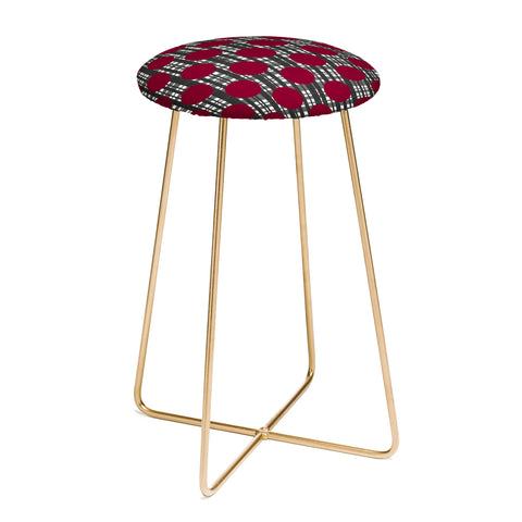Lisa Argyropoulos Holiday Plaid and Dots Red Counter Stool