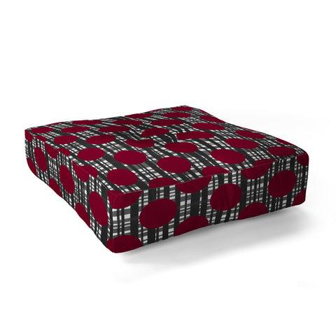 Lisa Argyropoulos Holiday Plaid and Dots Red Floor Pillow Square
