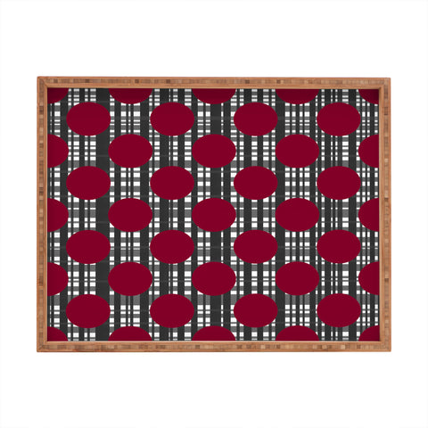 Lisa Argyropoulos Holiday Plaid and Dots Red Rectangular Tray