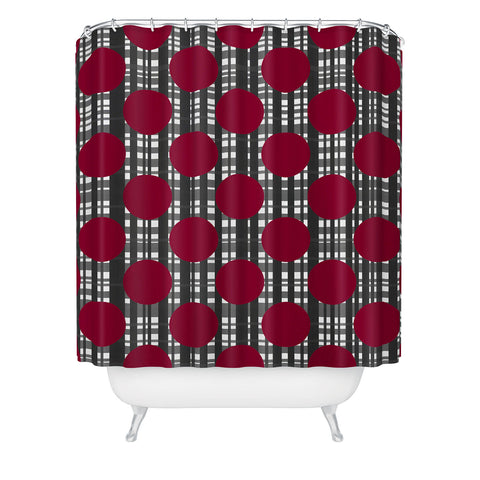 Lisa Argyropoulos Holiday Plaid and Dots Red Shower Curtain