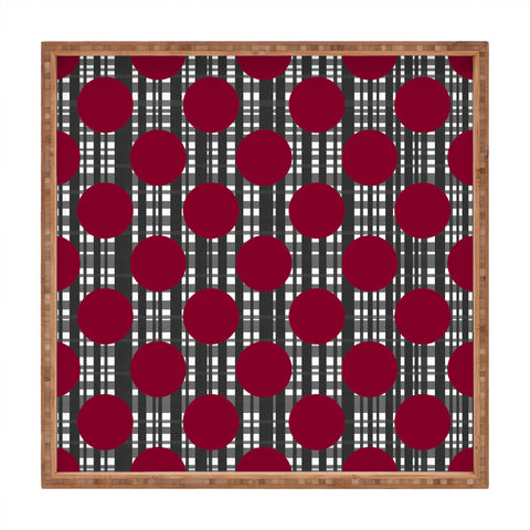 Lisa Argyropoulos Holiday Plaid and Dots Red Square Tray