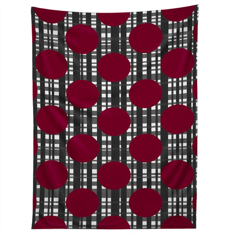 Lisa Argyropoulos Holiday Plaid and Dots Red Tapestry