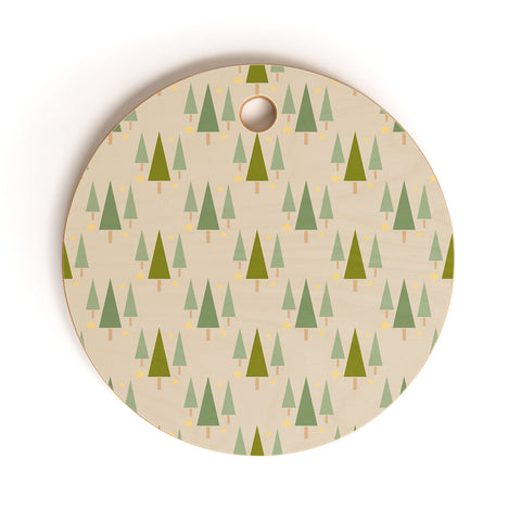 Lisa Argyropoulos Holiday Trees Neutral Cutting Board Round
