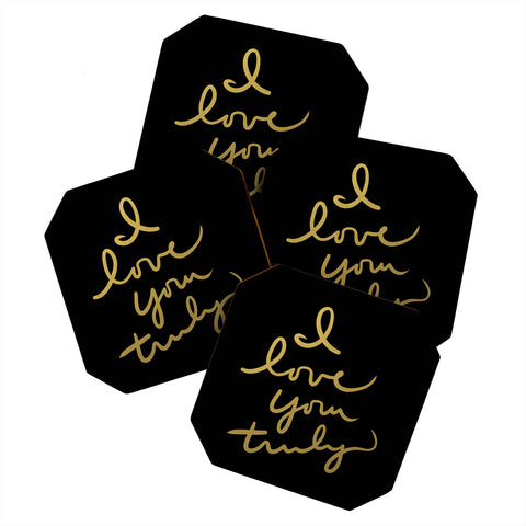 Lisa Argyropoulos I Love You Truly in Black Coaster Set