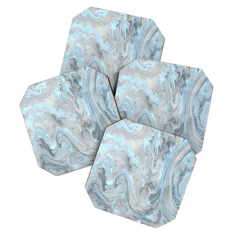 Lisa Argyropoulos Ice Blue and Gray Marble Coaster Set