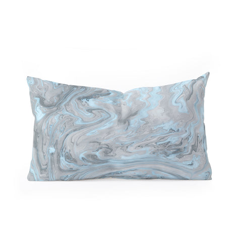 Lisa Argyropoulos Ice Blue and Gray Marble Oblong Throw Pillow