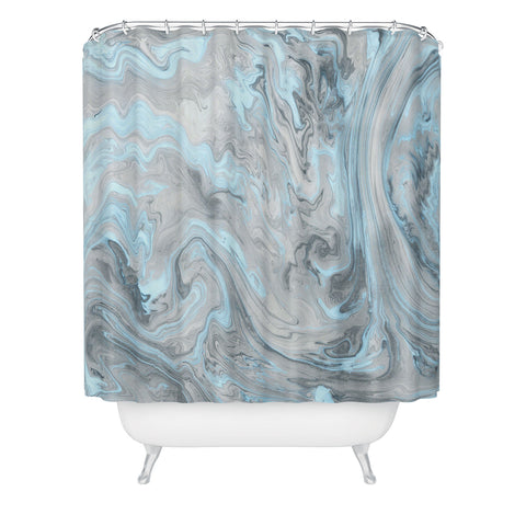 Lisa Argyropoulos Ice Blue and Gray Marble Shower Curtain