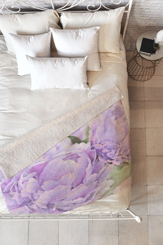 Lisa Argyropoulos Lavender Peonies Fleece Throw Blanket