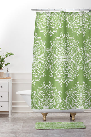 Lisa Argyropoulos Lotus and Green Shower Curtain And Mat