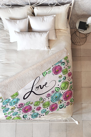 Lisa Argyropoulos Love Blooms Pastel Fleece Throw Blanket