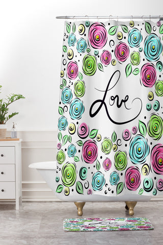 Lisa Argyropoulos Love Blooms Pastel Shower Curtain And Mat