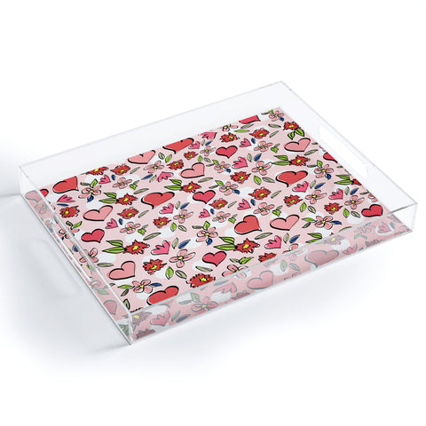 Lisa Argyropoulos Love Flowers And Dots Acrylic Tray