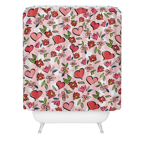 Lisa Argyropoulos Love Flowers And Dots Shower Curtain