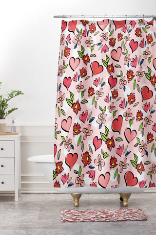 Lisa Argyropoulos Love Flowers And Dots Shower Curtain And Mat