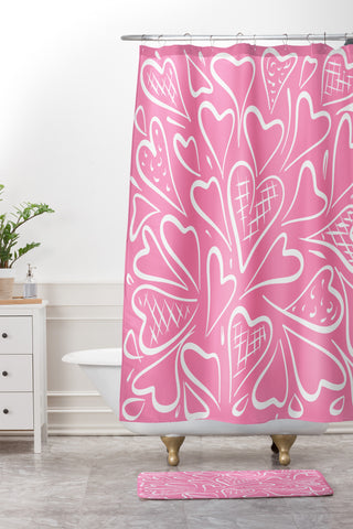 Lisa Argyropoulos Love is in the Air Rose Pink Shower Curtain And Mat