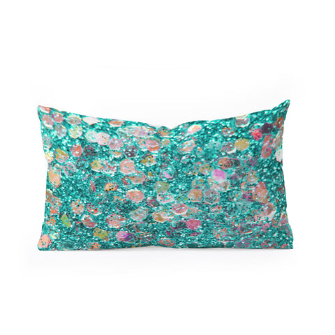 Lisa Argyropoulos Mermaid Scales Teal Oblong Throw Pillow