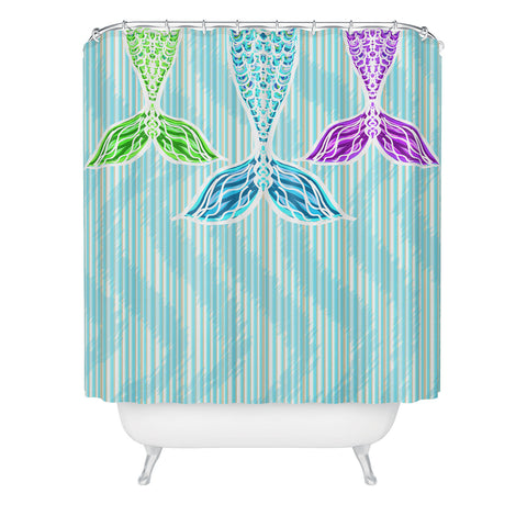 Lisa Argyropoulos Mermaids and Stripes Sea Shower Curtain