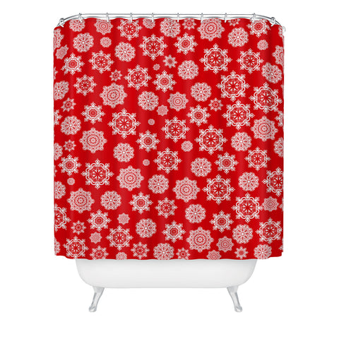 Lisa Argyropoulos Mini Flurries On Red Shower Curtain
