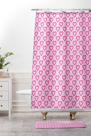 Lisa Argyropoulos Mini Hearts Pink Shower Curtain And Mat