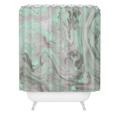 Lisa Argyropoulos Mint and Gray Marble Shower Curtain