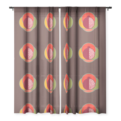 Lisa Argyropoulos Mod Pom Brown Sheer Window Curtain