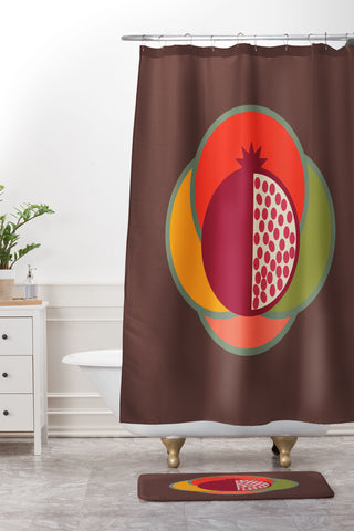 Lisa Argyropoulos Mod Pom Brown Shower Curtain And Mat