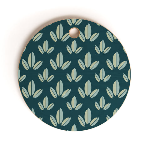 Lisa Argyropoulos Modern Leaves Dk Green Cutting Board Round