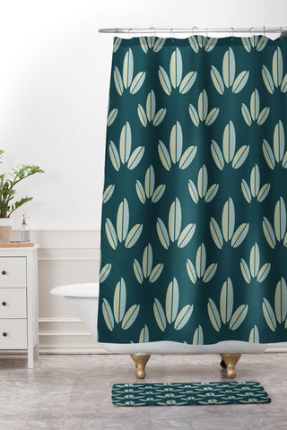 Lisa Argyropoulos Modern Leaves Dk Green Shower Curtain And Mat