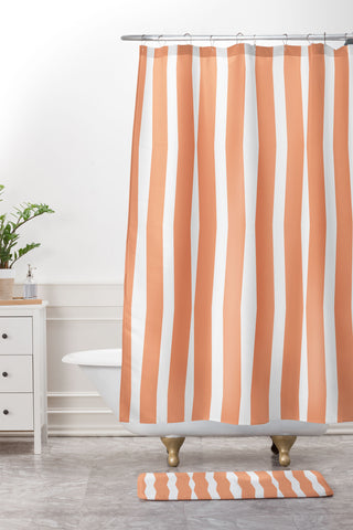 Lisa Argyropoulos Modern Lines Peach Shower Curtain And Mat