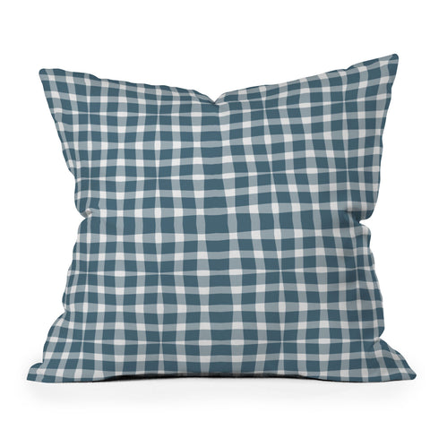 Lisa Argyropoulos Modern Plaid Blue Throw Pillow