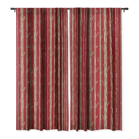 Lisa Argyropoulos Modern Trees Red Blackout Window Curtain