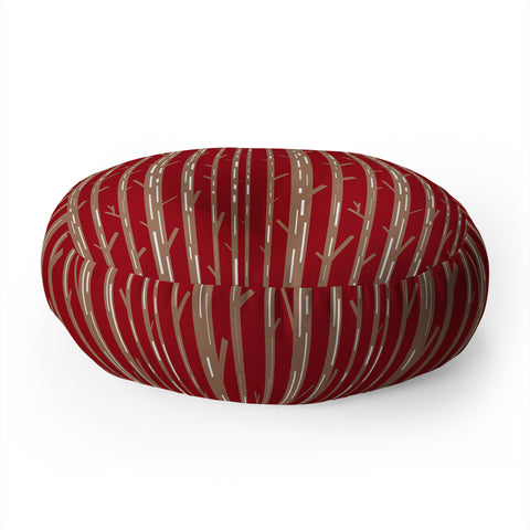 Lisa Argyropoulos Modern Trees Red Floor Pillow Round