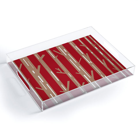 Lisa Argyropoulos Modern Trees Red Acrylic Tray