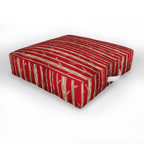 Lisa Argyropoulos Modern Trees Red Outdoor Floor Cushion