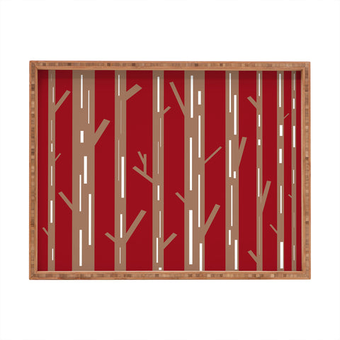 Lisa Argyropoulos Modern Trees Red Rectangular Tray
