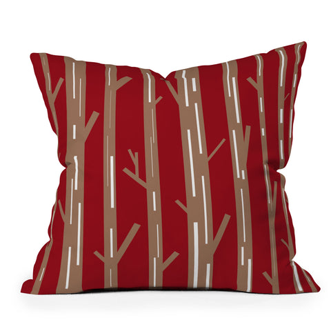 Lisa Argyropoulos Modern Trees Red Throw Pillow
