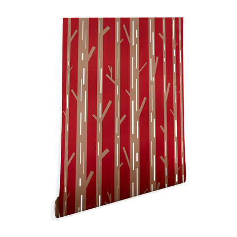 Lisa Argyropoulos Modern Trees Red Wallpaper