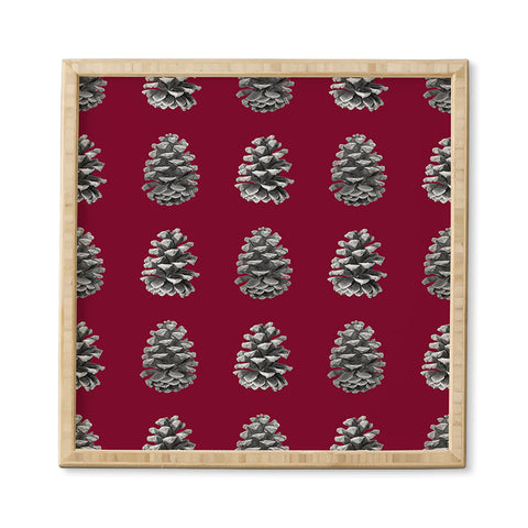 Lisa Argyropoulos Monochrome Pine Cones and Red Framed Wall Art