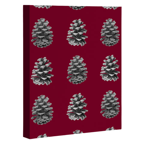 Lisa Argyropoulos Monochrome Pine Cones and Red Art Canvas